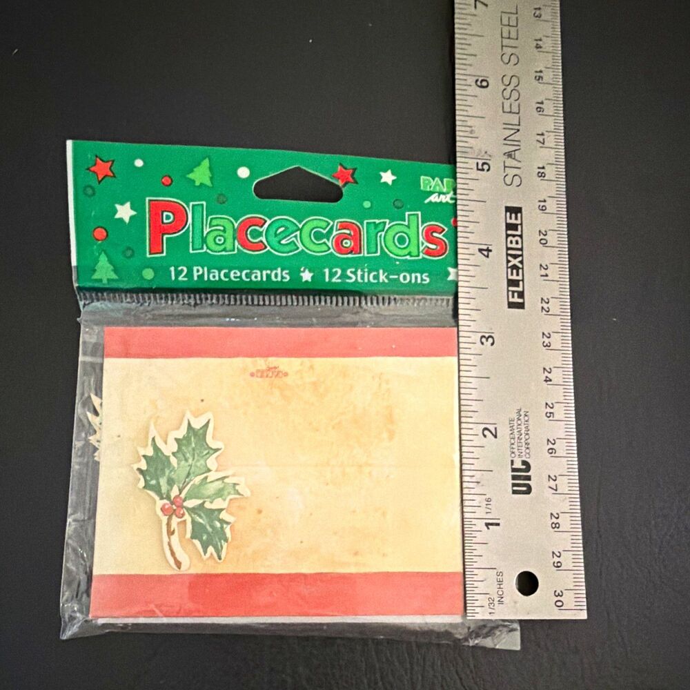 Creative Expressions Group Christmas Holly Place Cards 12 + 12 Stick-Ons Paper